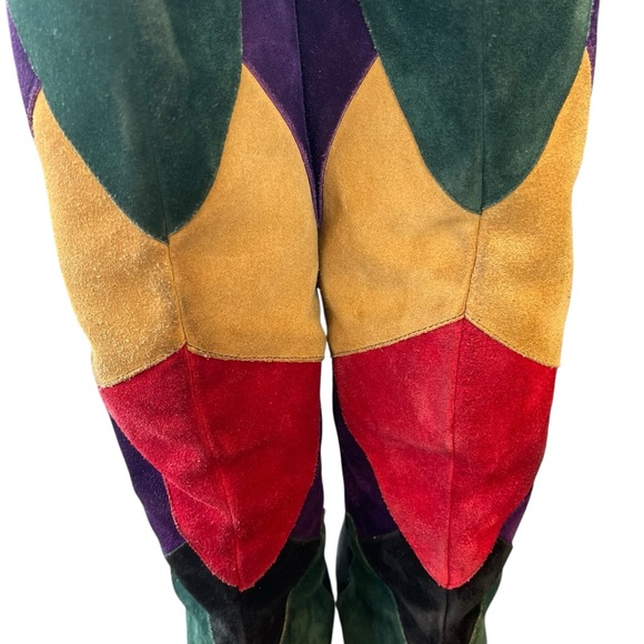 VINTAGE VERA CUOIO Colorblock Patchwork Suede Leather Boots Size 8 - Picture 11 of 15